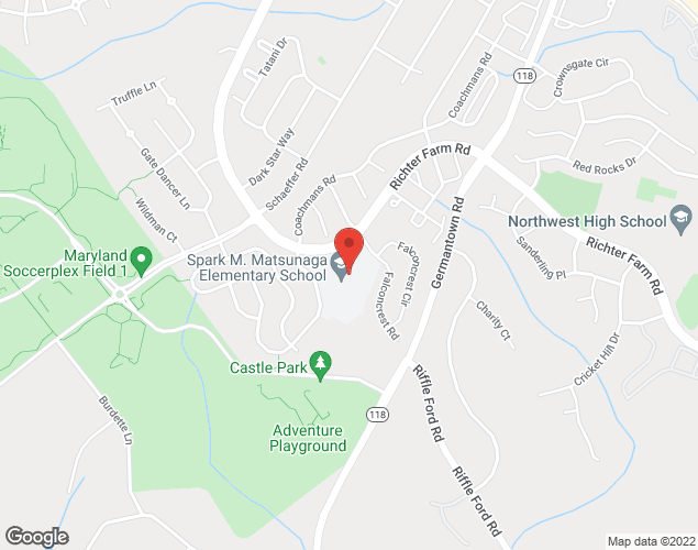 Map showing location at 13902 Bromfield Rd, Germantown, MD