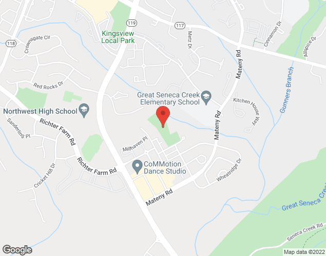 Map showing location at 12919 Prairie Knoll Ct, Germantown, MD