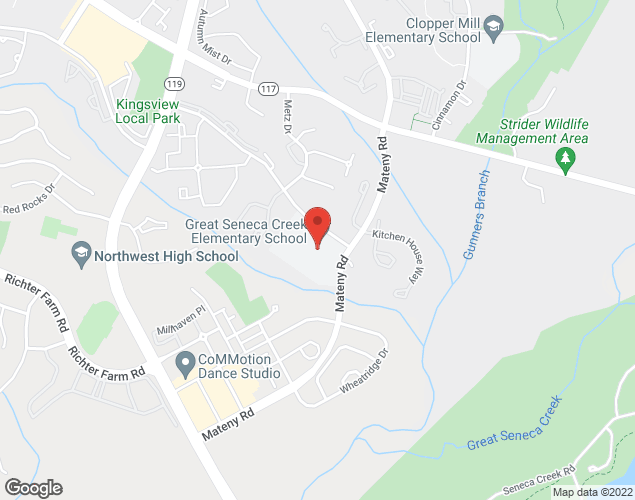 Map showing location at 13010 Dairymaid Dr, Germantown, MD