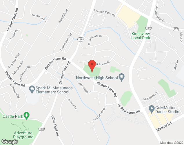 Map showing location at 13513 Richter Farm Rd., Germantown, MD
