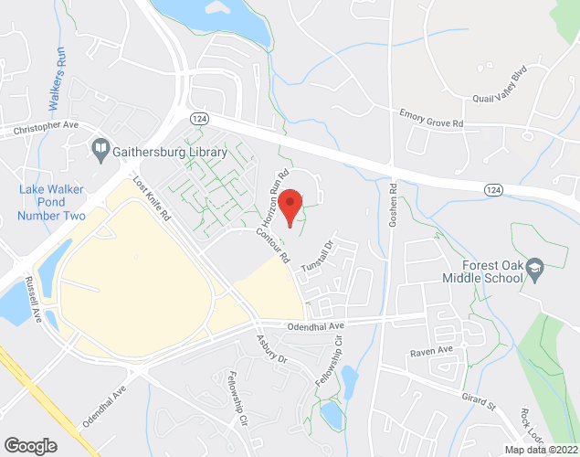 Map showing location at 18201 Coutour Rd, Gaithersburg, MD