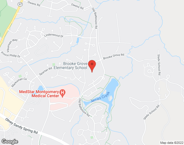 Map showing location at 2700 Spartan Rd., Olney, MD