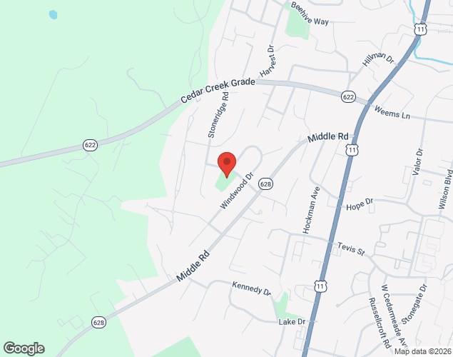 Map showing location at Crestview Terrace, Winchester, VA