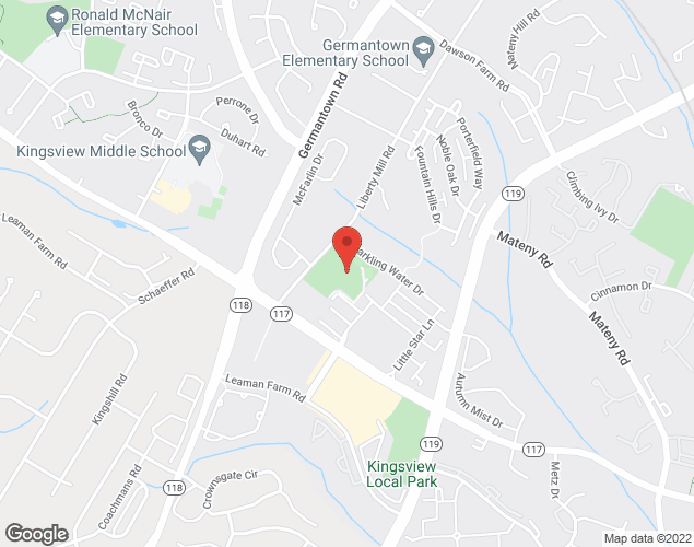 Map showing location at 18801 Liberty Mill Rd, Germantown, MD