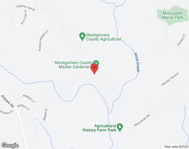 Map showing location at 18400 Muncaster Road, Derwood, MD