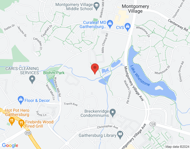 Map showing location at 19003 Watkins Mill Road, Montgomery Village, MD