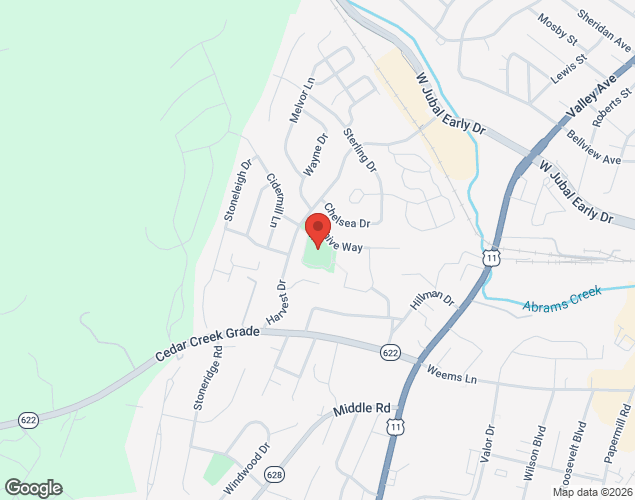 Map showing location at 2043 Harvest Drive, Winchester, VA