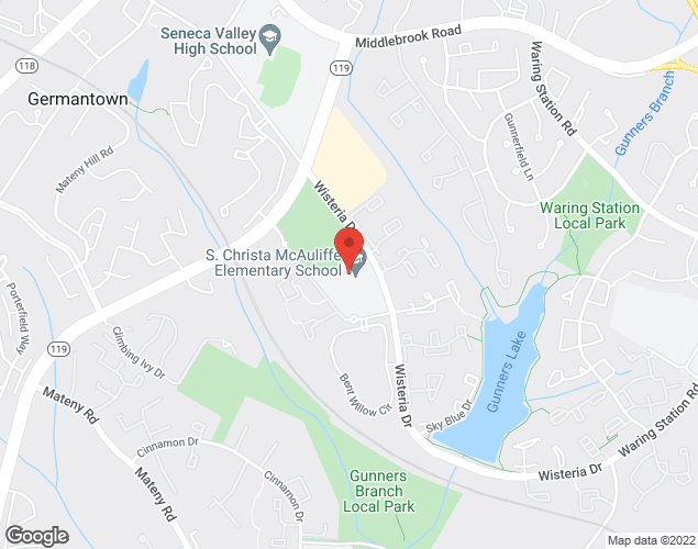 Map showing location at 12500 Wisteria Dr., Germantown, MD