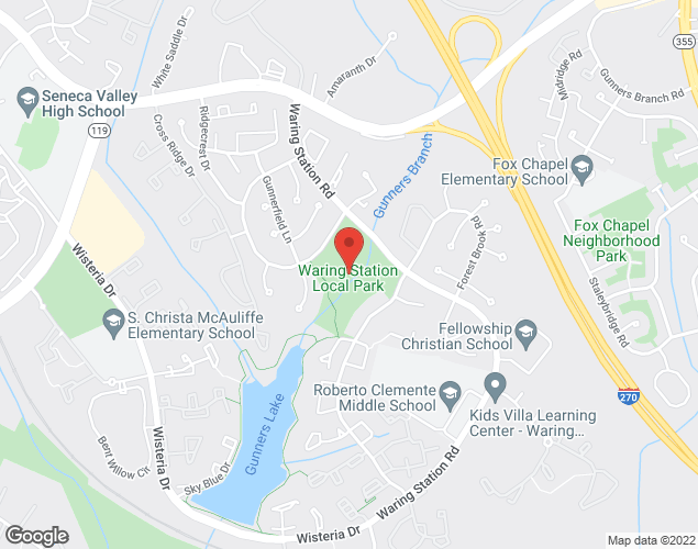 Map showing location at 12210 STONEY BOTTOM RD, GERMANTOWN, MD