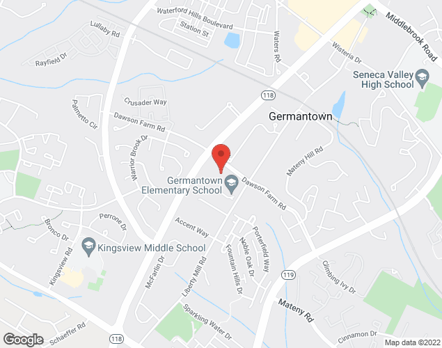 Map showing location at 19110 Liberty Mill Rd, GERMANTOWN, MD