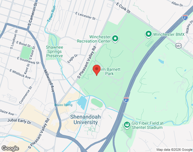 Map showing location at 1001 East Cork Street, Winchester, VA