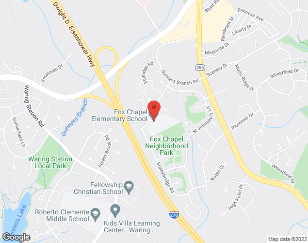 Map showing location at 19315 Archdale Rd, Germantown, MD