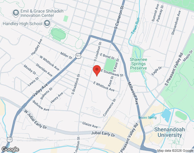 Map showing location at 1310 South Loudoun Street, Winchester, VA