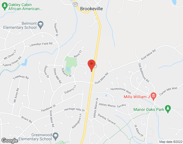 Map showing location at 19330 Georgia Ave., Olney, MD