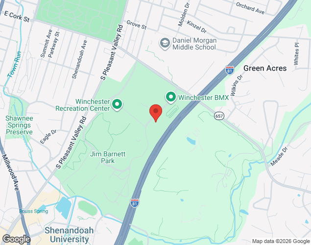 Map showing location at 1001 East Cork Street, Winchester, VA