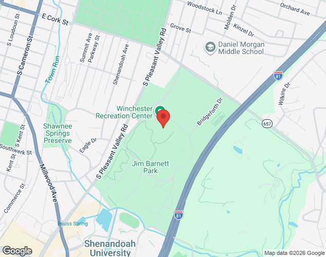 Map showing location at 1001 East Cork Street, Winchester, VA
