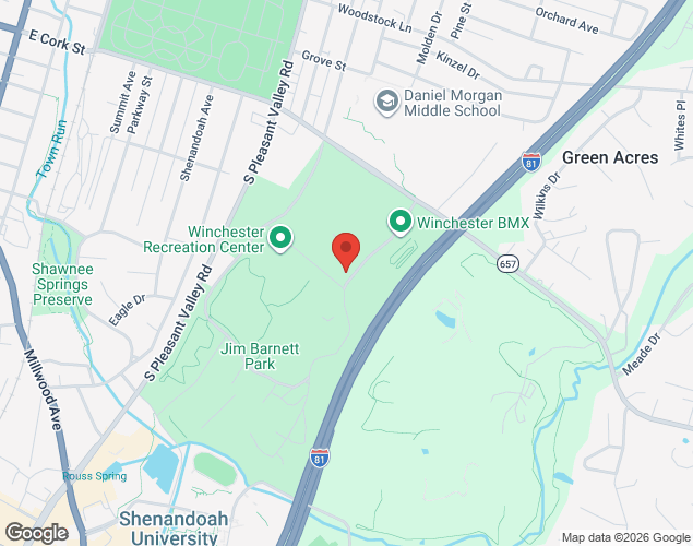 Map showing location at Bridgeforth Drive, Winchester, VA