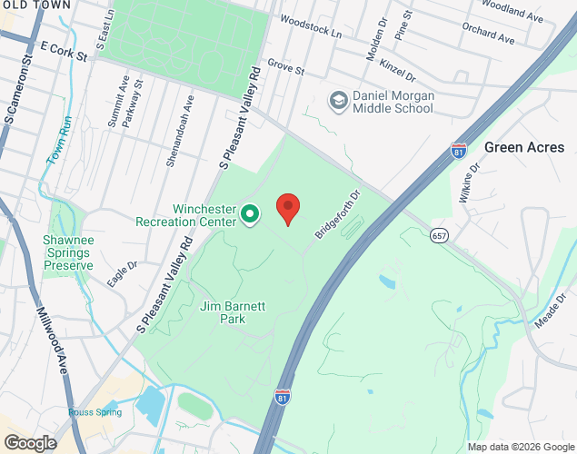 Map showing location at 1001 East Cork Street, Winchester, VA