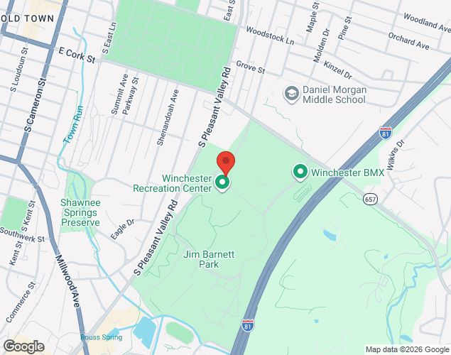 Map showing location at 1001 East Cork Street, Winchester, VA