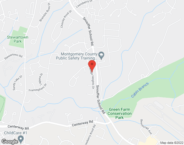Map showing location at 9616 Ridge Heights Dr, Gaithersburg, MD