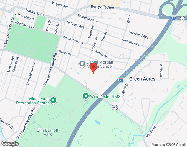 Map showing location at 48 South Purcell Avenue, Winchester, VA