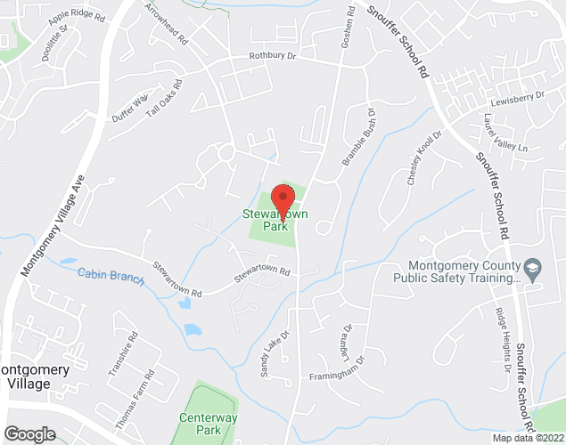 Map showing location at 19700 Goshen Rd., Gaithersburg, MD