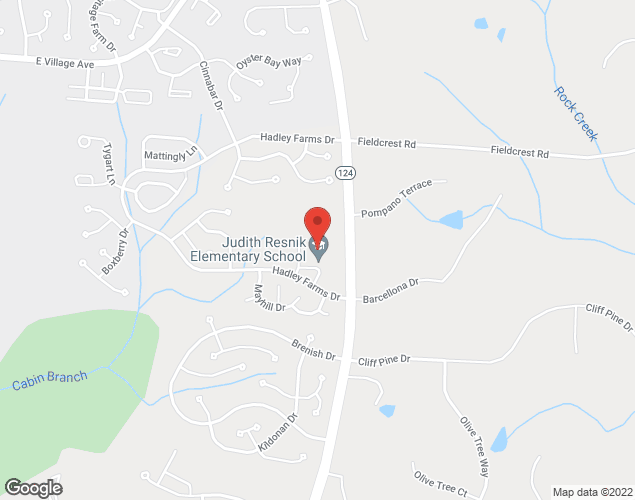 Map showing location at 7301 Hadley Farms, Gaithersburg, MD
