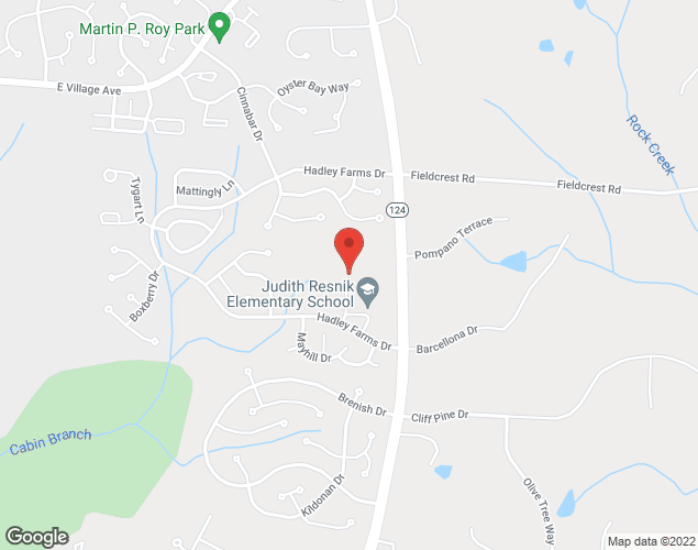 Map showing location at 7305 Hadley Farms Dr, Gaithersburg, MD