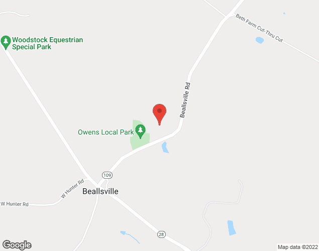 Map showing location at 19900 Beallsville, Beallsville, MD