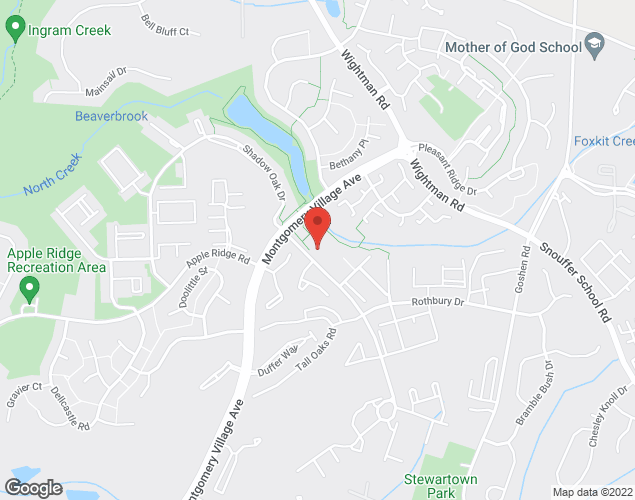 Map showing location at 20125 Arrowhead Road, Montgomery Village, MD