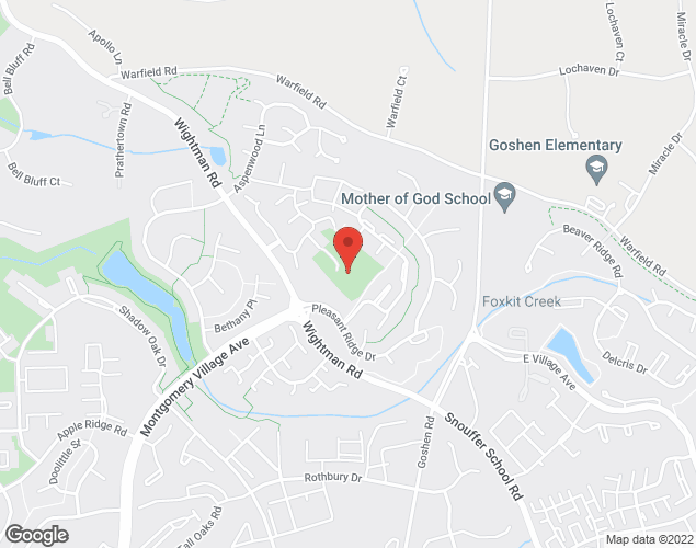 Map showing location at 20737 Highland Hall Drive, Montgomery Village, MD