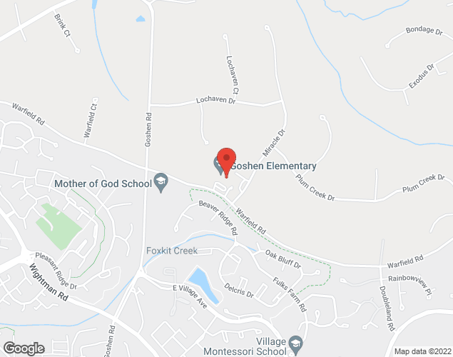Map showing location at 8701 Warfield Rd, Gaithersburg, MD