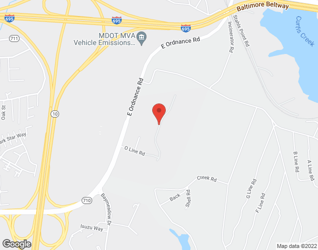 Map showing location at 570 E. Ordnance Road, Glen Burnie, MD