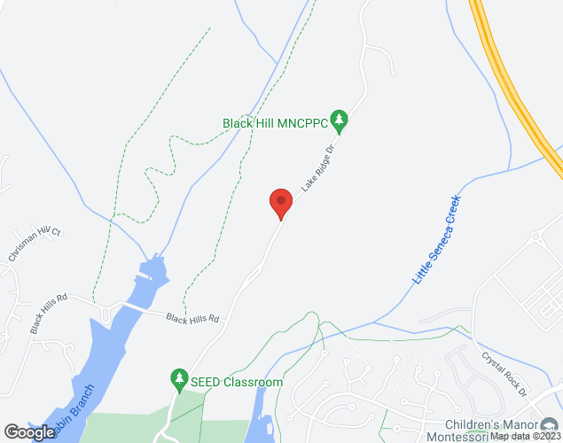 Map showing location at 20930 Lake Ridge Drive, Boyds, MD