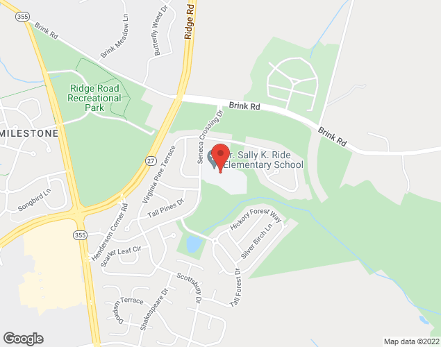 Map showing location at 21301 Seneca Crossing Dr., Germantown, MD