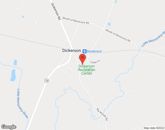 Map showing location at 22121 Dickerson School Rd., Dickerson, MD