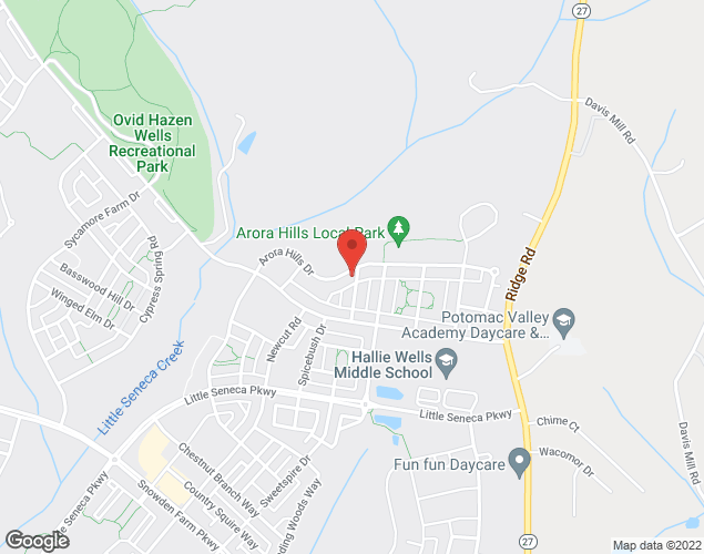 Map showing location at 23241 Arora Hills Dr., Clarksburg, MD