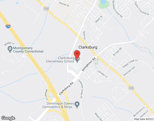 Map showing location at 13530 Redgrave Pl., Clarksburg, MD