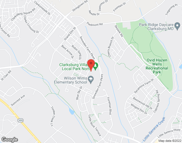 Map showing location at 12510 Blue Sky Drive, Clarksburg,, MD