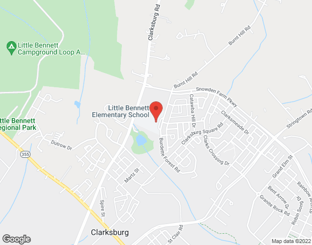 Map showing location at 23930 Burdette Forest RD, Clarksburg, MD