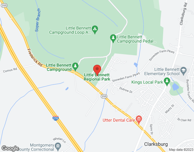 Map showing location at 23701 Frederick Road, Clarksburg, MD