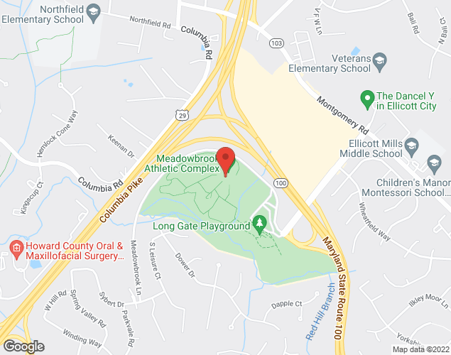 Map showing location at 5001 Meadowbrook Lane, Ellicott City, MD
