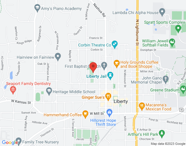 Map showing location at 401 Grover St, Liberty, MO