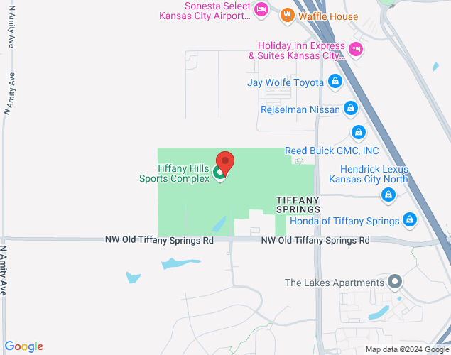 Map showing location at 8400 NW Old Tiffany Springs Rd, Kansas City, MO