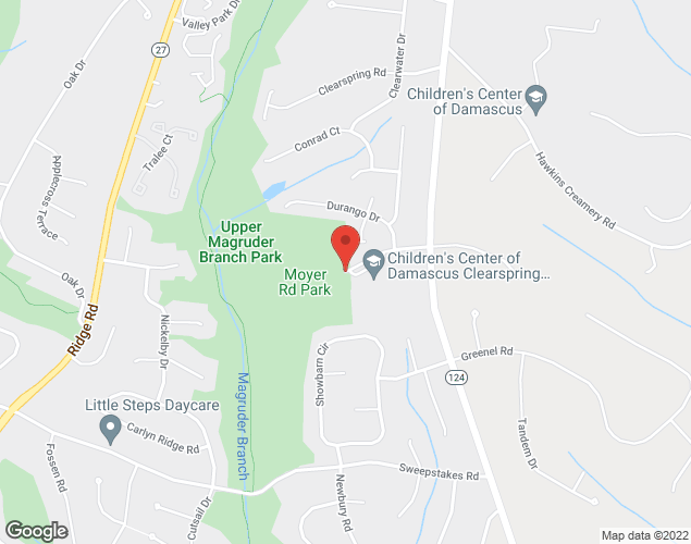 Map showing location at 10000 Moyer Rd., Damascus, MD