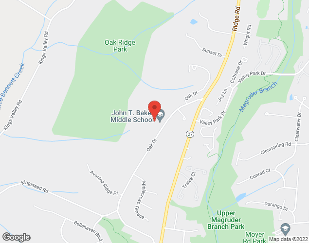 Map showing location at 25400 Oak DR, Damascus, MD