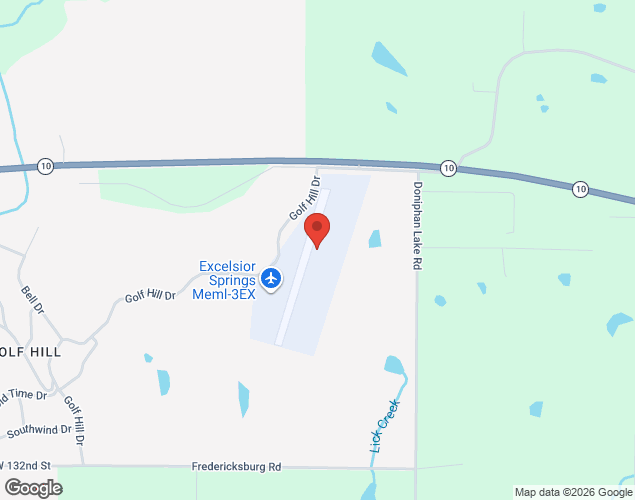 Map showing location at 1203 Golf Hill Dr, Excelsior, MO