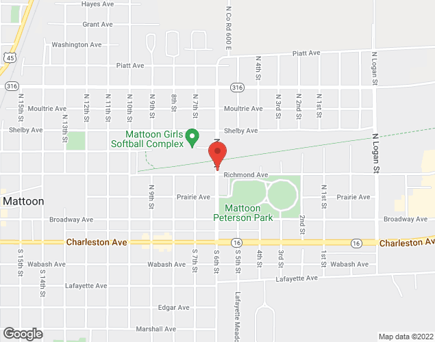 Map showing location at 600 Richmond Ave, Mattoon, IL