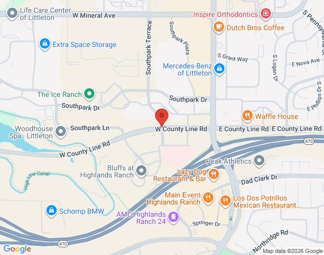 Map showing location at 400 W County Line Rd, Littleton, CO