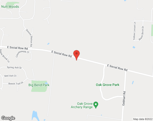 Map showing location at 1490 E. Social Row Rd., Centerville, OH